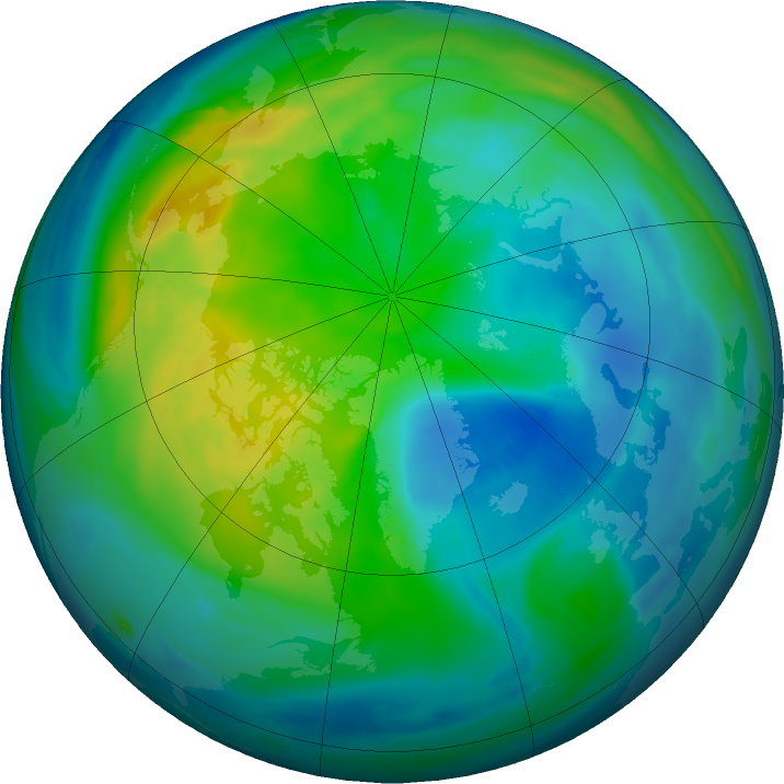 Arctic ozone map for 29 October 2022
